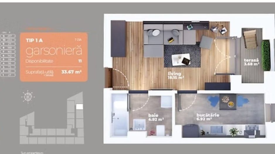 DE VANZARE GARSONIERA, BLOC P+11 LANGA AUCHAN TITAN. COMISION 0%! - Poză 2