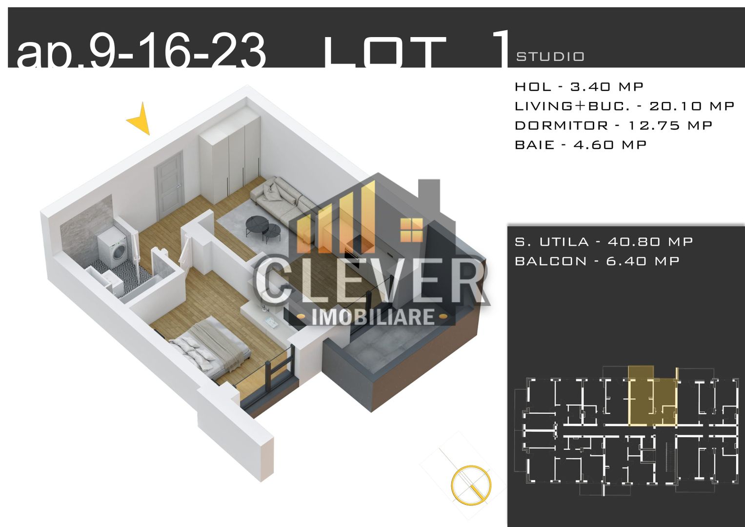 Studio 2 camere | Parcare Cadou și Finisaje la Alegere - Poză 2