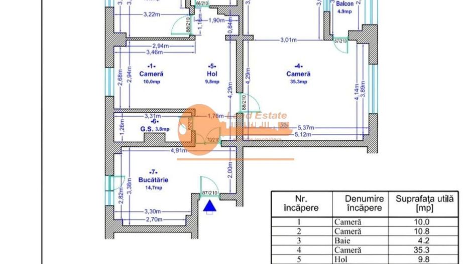 4 camere -93,5 mp - Lujerului (Bloc Reabilitat) - Schiță 12