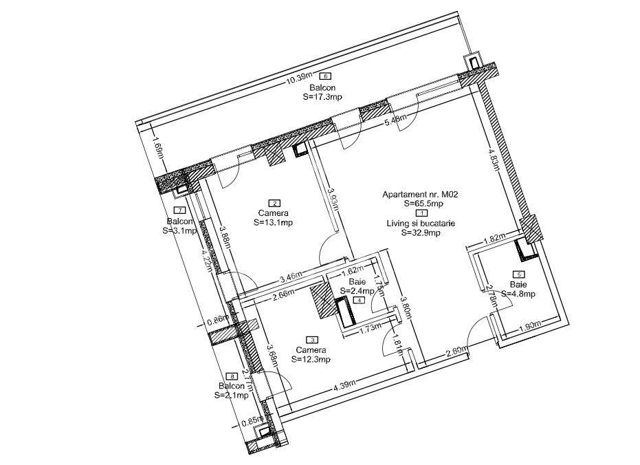 Apartament 3 camere | Terasă + 2 balcoane | 0% comision | Wings - Schiță 10