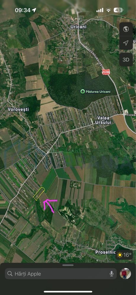 Teren de vanzare, Valea Ursului - Vorovesti (Proselnici), comuna Miroslava - Poză 1