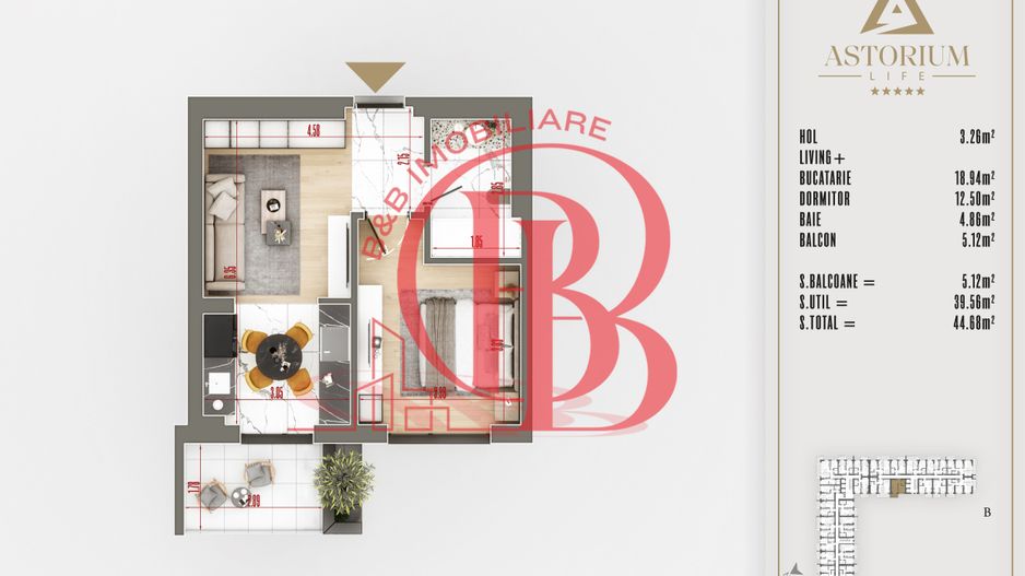 2 camere finisaje de calitate  proiect premium - Schiță 6