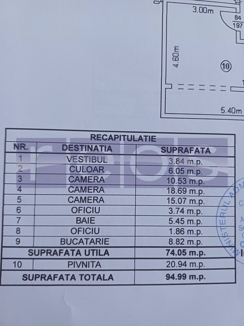 APARTAMENT DEOSEBIT CU 3 CAMERE IN VILA INTERBELICA-74MP | ARMENEASCA - Schiță 20