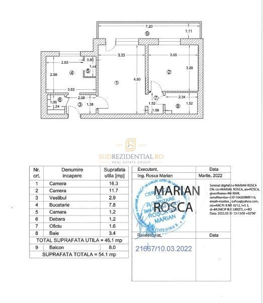 Apartament 2 camere ideal investitrie, langa Mall Sun Plaza. - Schiță 8