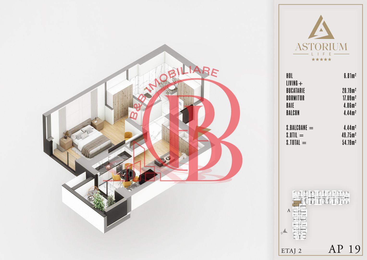 2 camere finalizat proiect premium Titan Pallady - Schiță 5