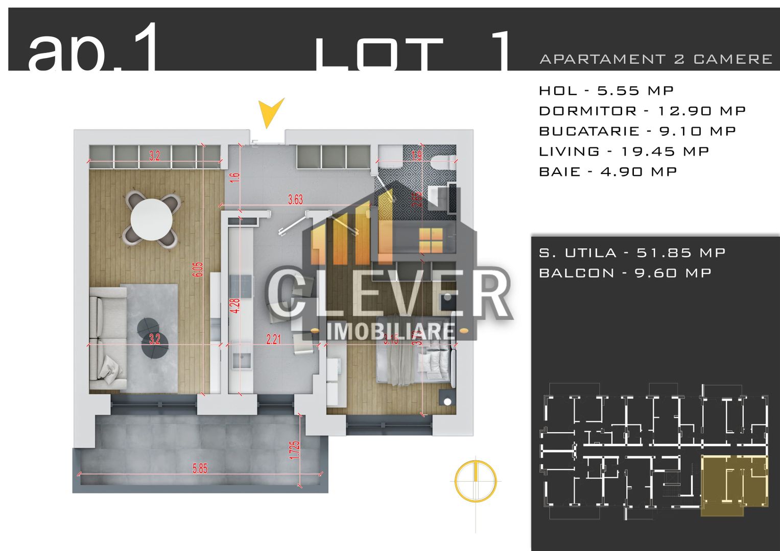 Apartament 2 camere decomandat, comision 0, zona Pallady - Poză 1