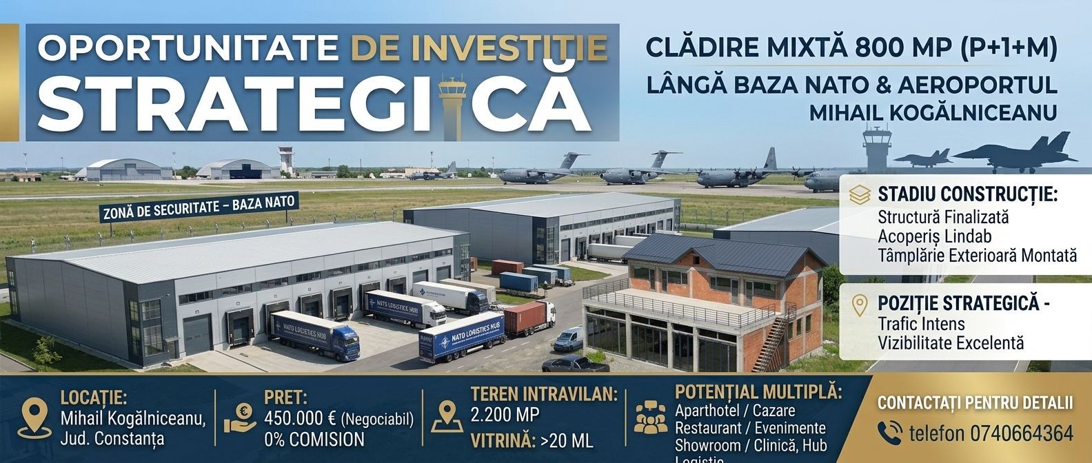 OPORTUNITATE DE INVESTIȚIE STRATEGICĂ – Clădire Mixtă 800 mp lângă Baza NATO - Poză 1