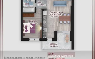 Apartament 2 camere Pallady, 61 mp total, etaj 3, Comision 0 - Schiță 14