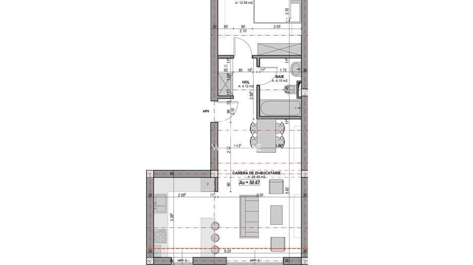 Apartament 2 camere, 51 mp utili cu balcon orientare SUD, la cheie - Poză 6