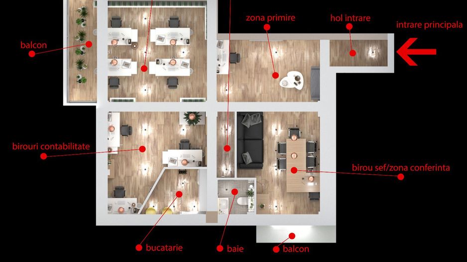 SAD birou cu 4 camere si balcon - Poză 7