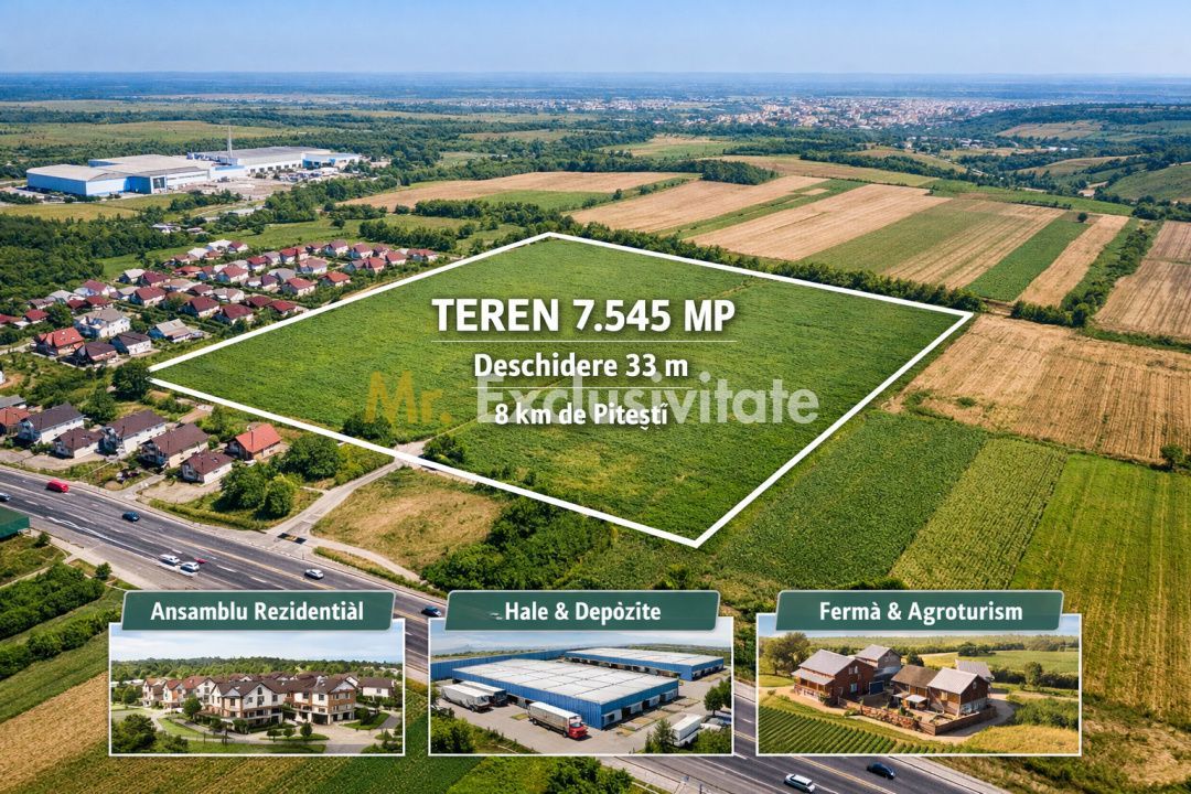 Teren intravilan 7.545 mp în ideal rezidențial sau hale - Poză 1
