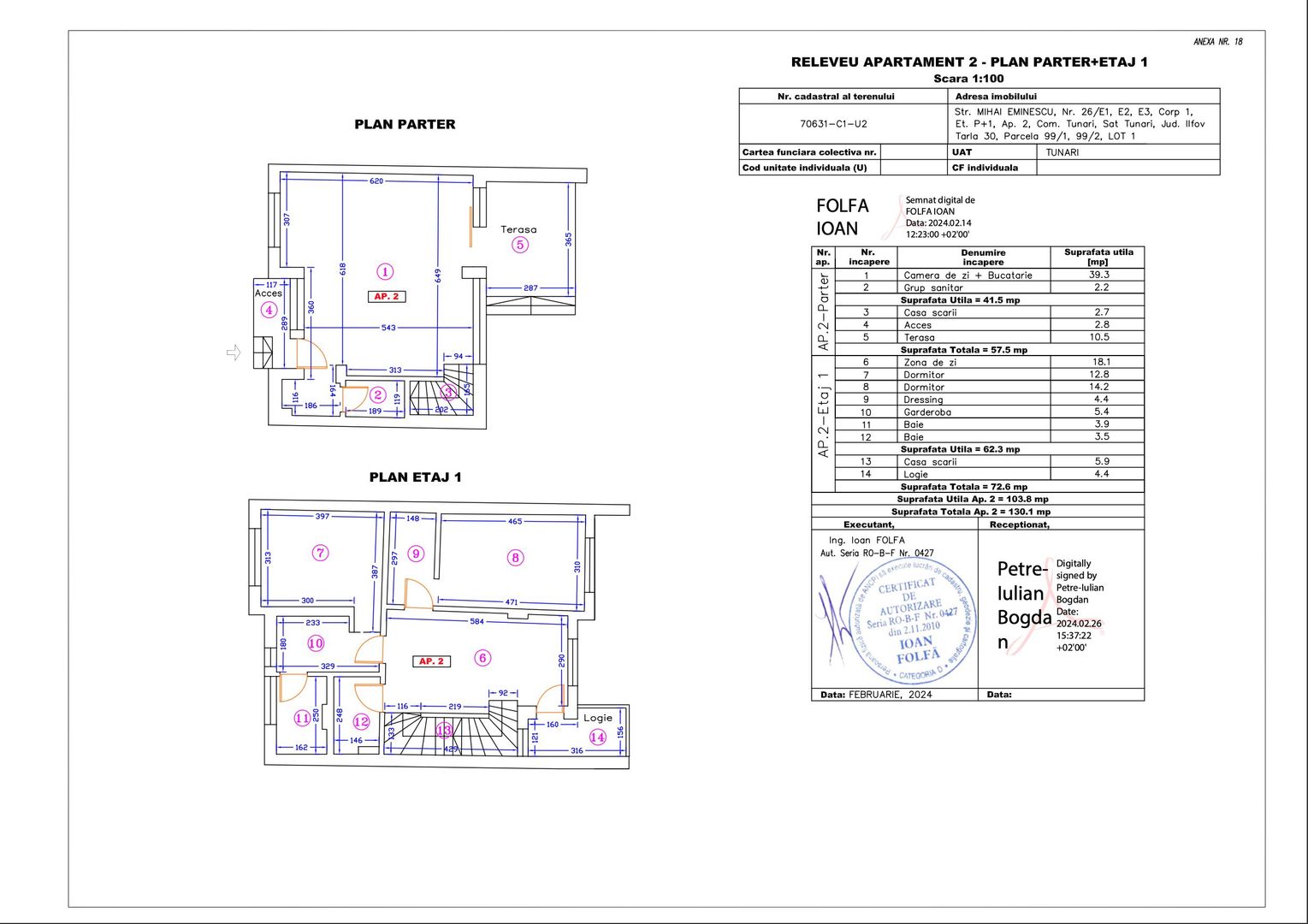 Apartament 2 – 4 camere – 130.1 mp – Terasă – Parter + Etaj 1 - Poză 1