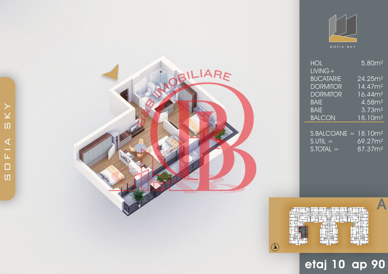 7min Metrou N Teclu 3 camere Mutare Rapida Th. Pallady - Schiță 3