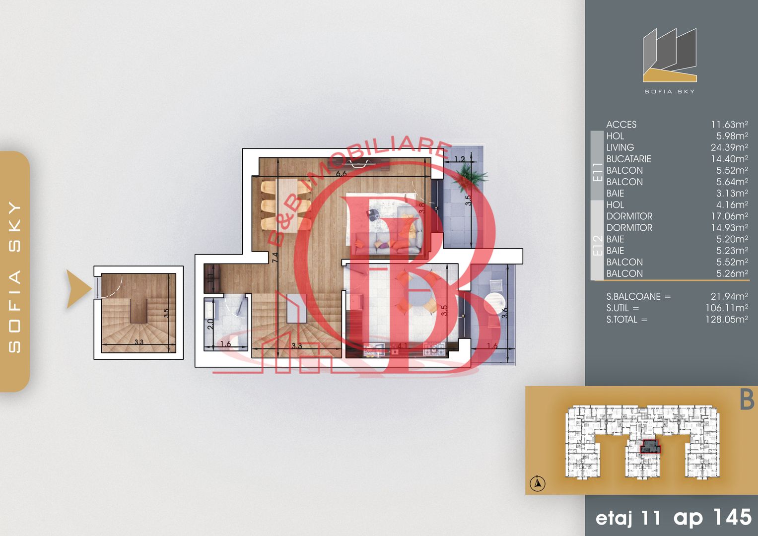 Duplex 3 camere Bucatarie 14mp Mutare Rapida 7min Metrou - Schiță 2