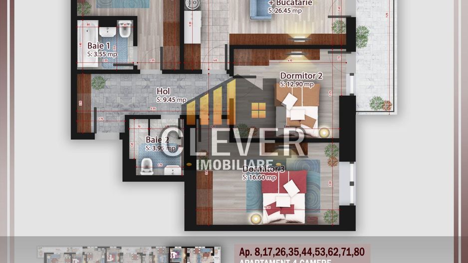 Ap 4 camere 99 mp | etaj 7 | Comision 0 | Metrou Teclu - Schiță 16