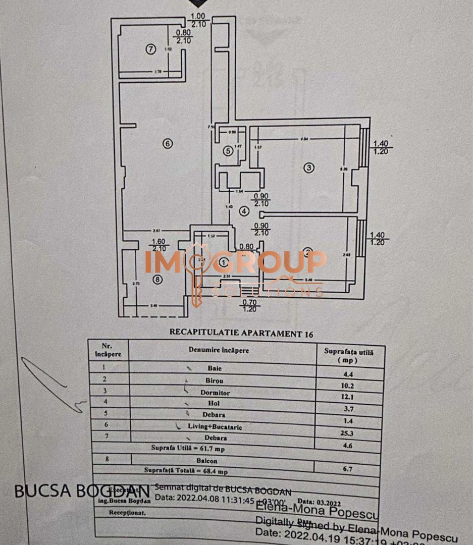 CUG -3 CAMERE-LOC DE PARCARE+BOXA -ETAJ 2-BLOC 2022-69 MP - Poză 7