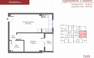 Ap 2 cam. 46 mp, etaj 1 din 4, langa METROU Pacii, str Margelelor, COMISION 0% - Schiță 5