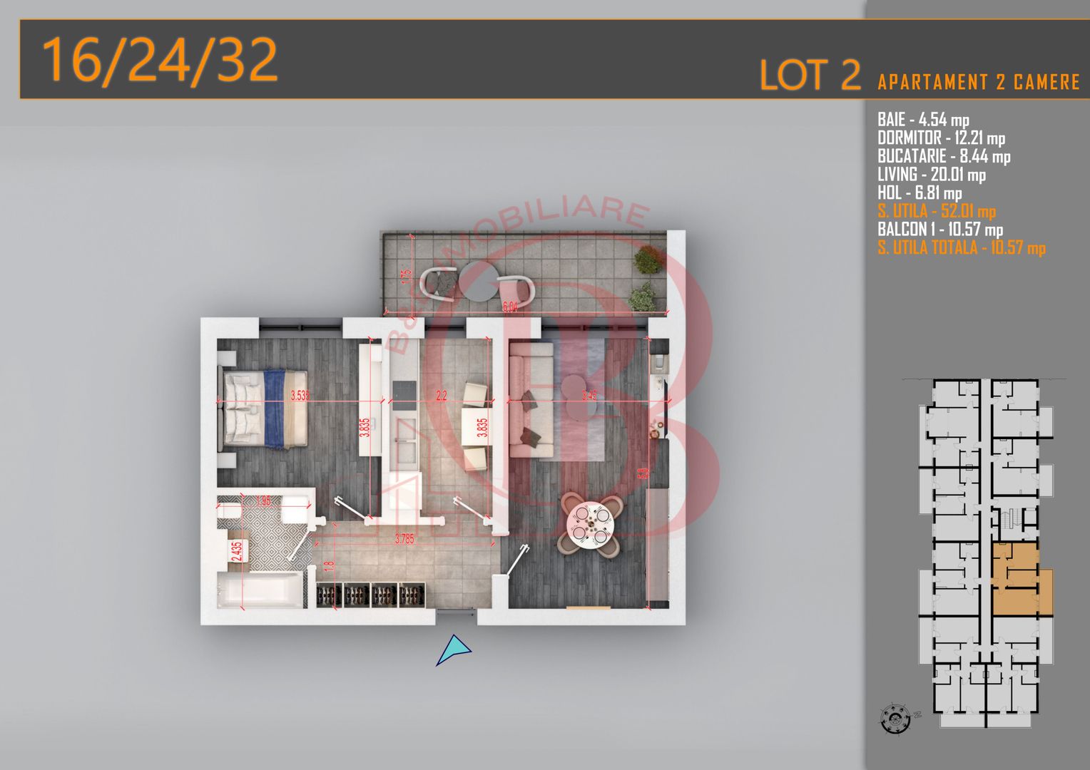 Apartament Decomandat 2 camere - Th. Pallady Metrou N. Teclu - Schiță 7