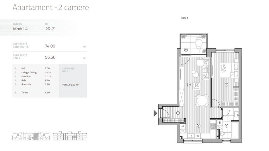 Apartament 2 camere | Proiect Nou | Gated-Community | Pipera - Schiță 4