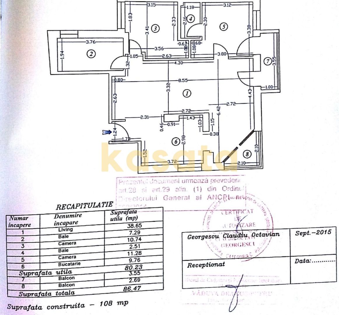 APARTAMENT 3 CAMERE | DOROBANTI - Schiță 10