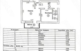 Apartament 2 camere Timocului cu centrala - Schiță 10