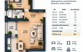 VANZARE APARTAMENT 2 CAMERE | LIZEANU | BLOC NOU | PARCARE | TERASA - Schiță 19
