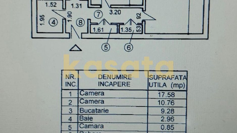 Apartament 2 camere complet renovat | 48 mp | Ozana – Aleea Fetești | - Schiță 9