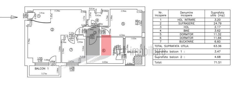 Apartament 3 camere Piața Gorjului - Schiță 14
