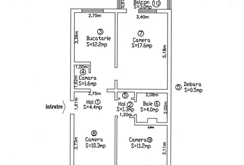 Apartament 3 camere, 63 mp, Craiter, etaj 4/4, vedere pe 2 părți - Poză 9