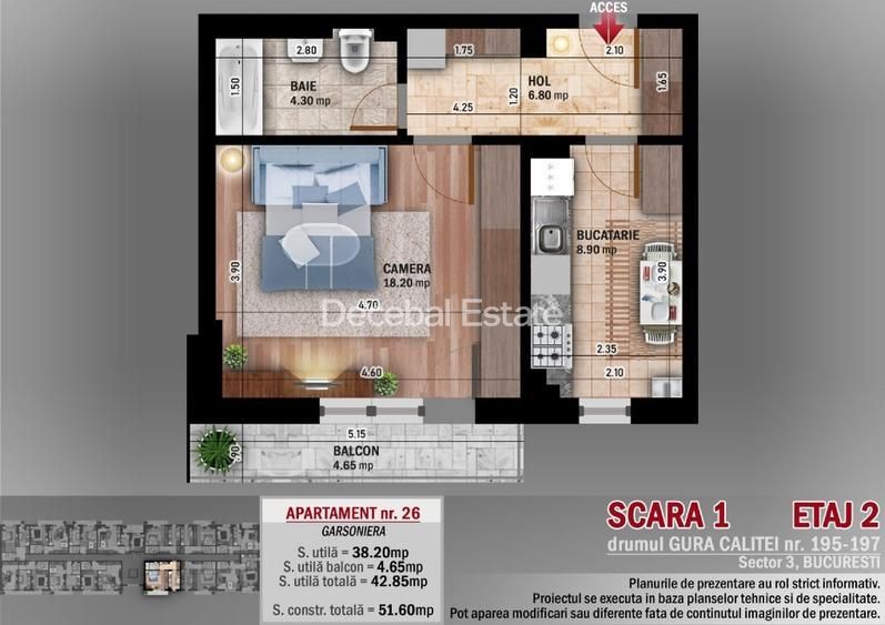 Garsoniera Theodor Pallady 40 mp etaj 2/4 centrala proprie balcon - Poză 7