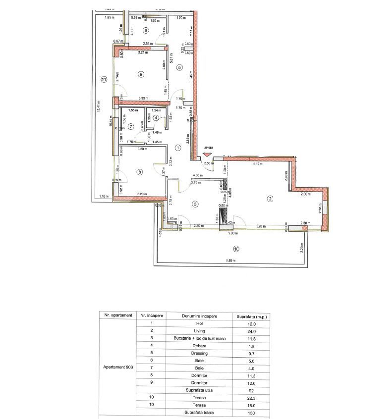 Penthouse cu 3 camere, Coresi Avantgarden, Brașov - Schiță 11