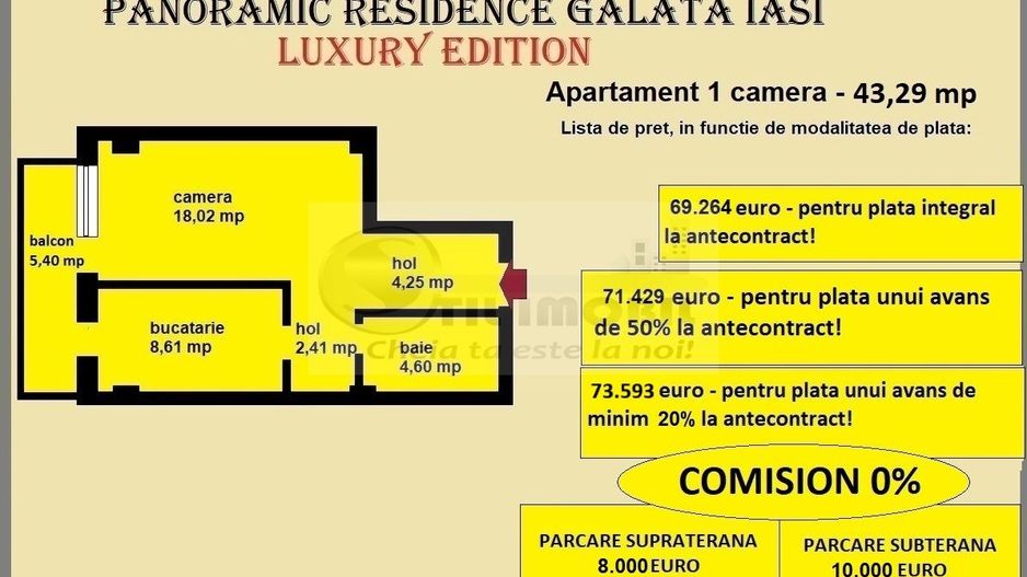 Apartament decomandat de vanzare in Iasi, Galata, 43,29 mp, bloc nou - Poză 2