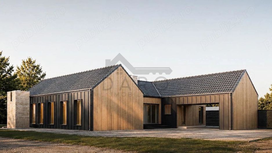 Casa individuala superba, cu arhitectura scandinava, moderna - langa padure, teren generos - Poză 1