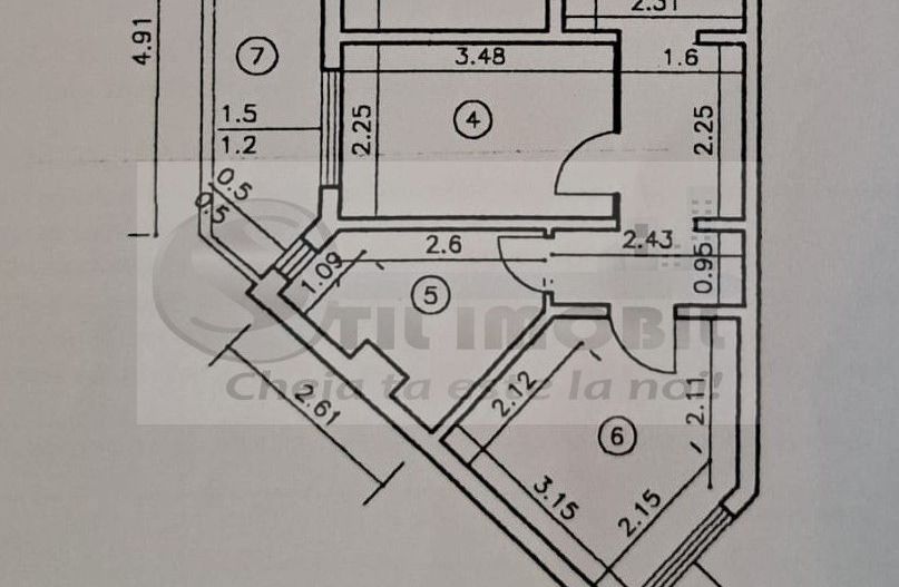 Apartament 3 camere decomandat - parter - 64 mp - Canta - 120.000 euro - Schiță 8