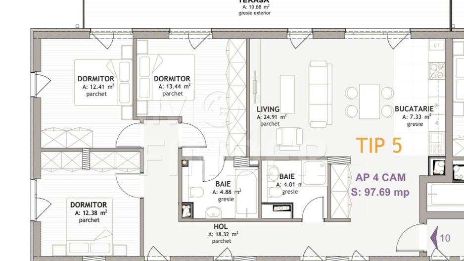 Vânzare apartament 4 camere imobil nou, Borhanci - Poză 3