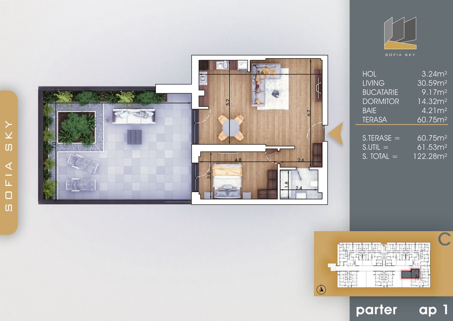 2 camere spatios cu terasa Titan Pallady  7 min Metrou Nicolae Teclu - Schiță 1