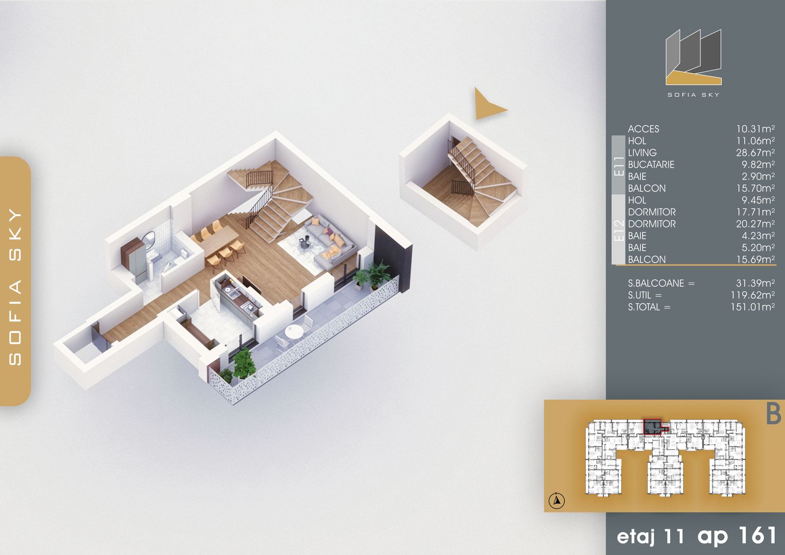 3 camere Duplex 3 bai si acces lift in interior la 7 min M Nicolae Teclu Pallady - Schiță 9