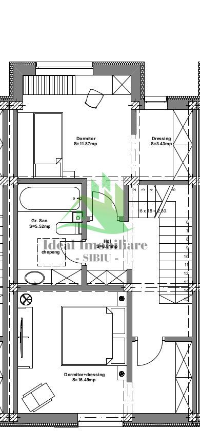 Casa Triplex cu 3 camere, Mobilat-Utilat, in Selimbar - Schiță 16