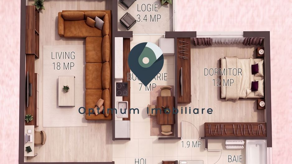 Apartament cu 2 camere in Gheorgheni, 50 mp, zona Godeanu ! - Schiță 7