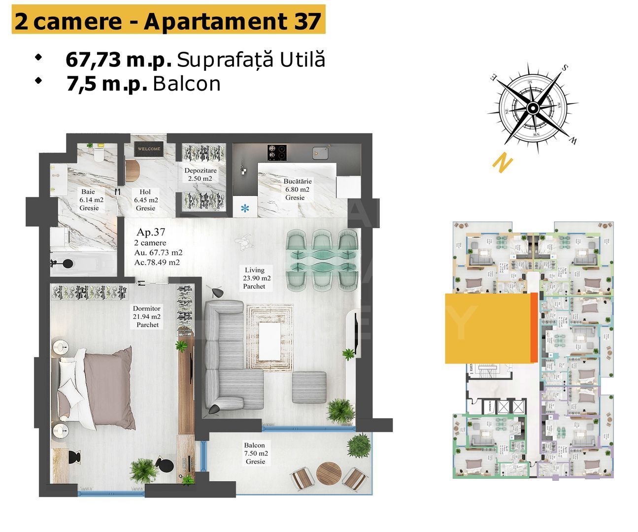 Vânzare, apartament, 2 camere, Carpathia, Brașov - Poză 9