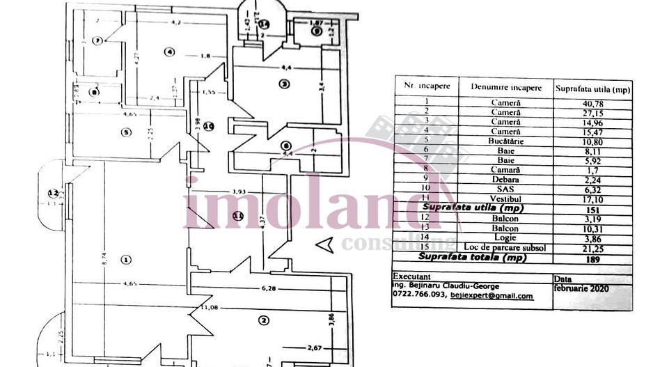 Inchiriere apartament - 4 camere - rezidential/birou - Primaverii - Schiță 26
