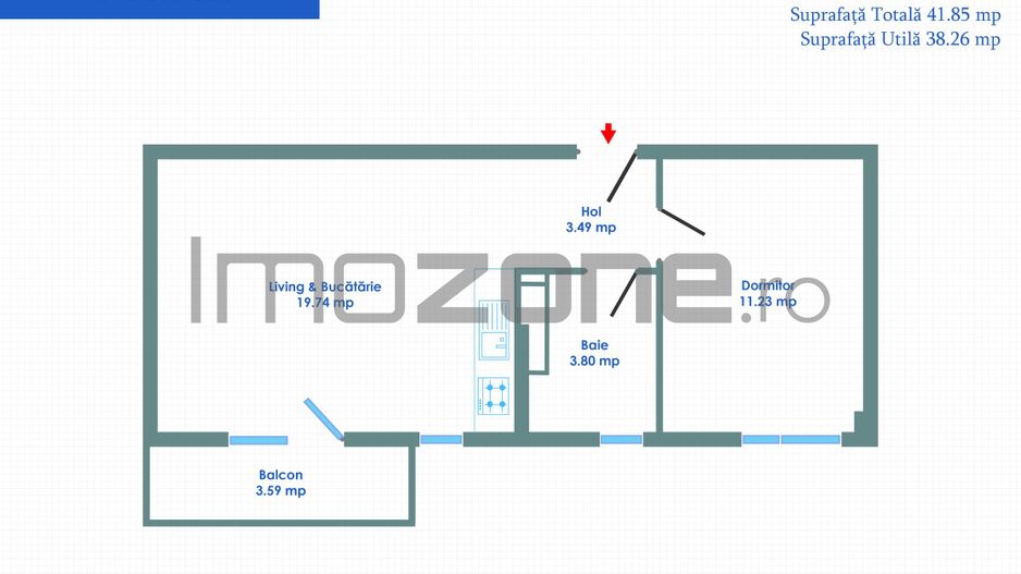 Str. Ghidigeni, zona Raul Doamnei, 2 cam. bloc nou, finisaje premium, Doar CASH - Schiță 17