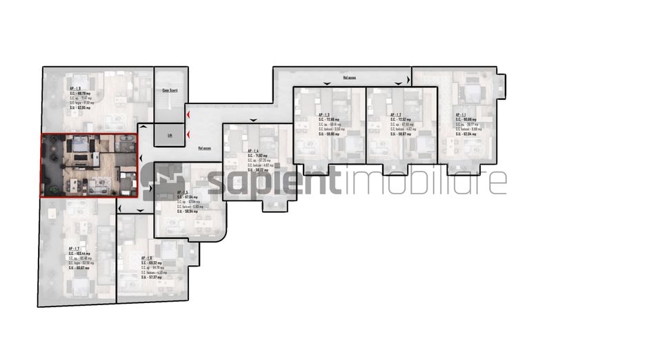 De vânzare apartament 2 camere, ultracentral, semifinisat - Poză 3