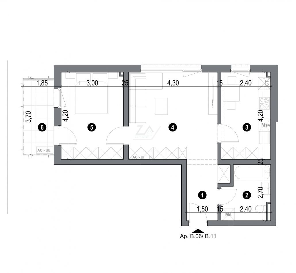 COMISION 0! Etaj intermediar. Bucatarie inchisa. Lift. Loc de parcare. - Schiță 8
