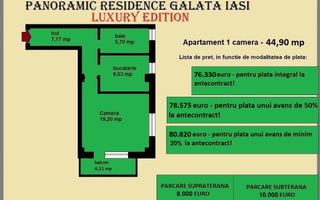Apartament 1 camera de vanzare in Iasi, Galata, 44,90 mp, baie cu geam - Poză 2