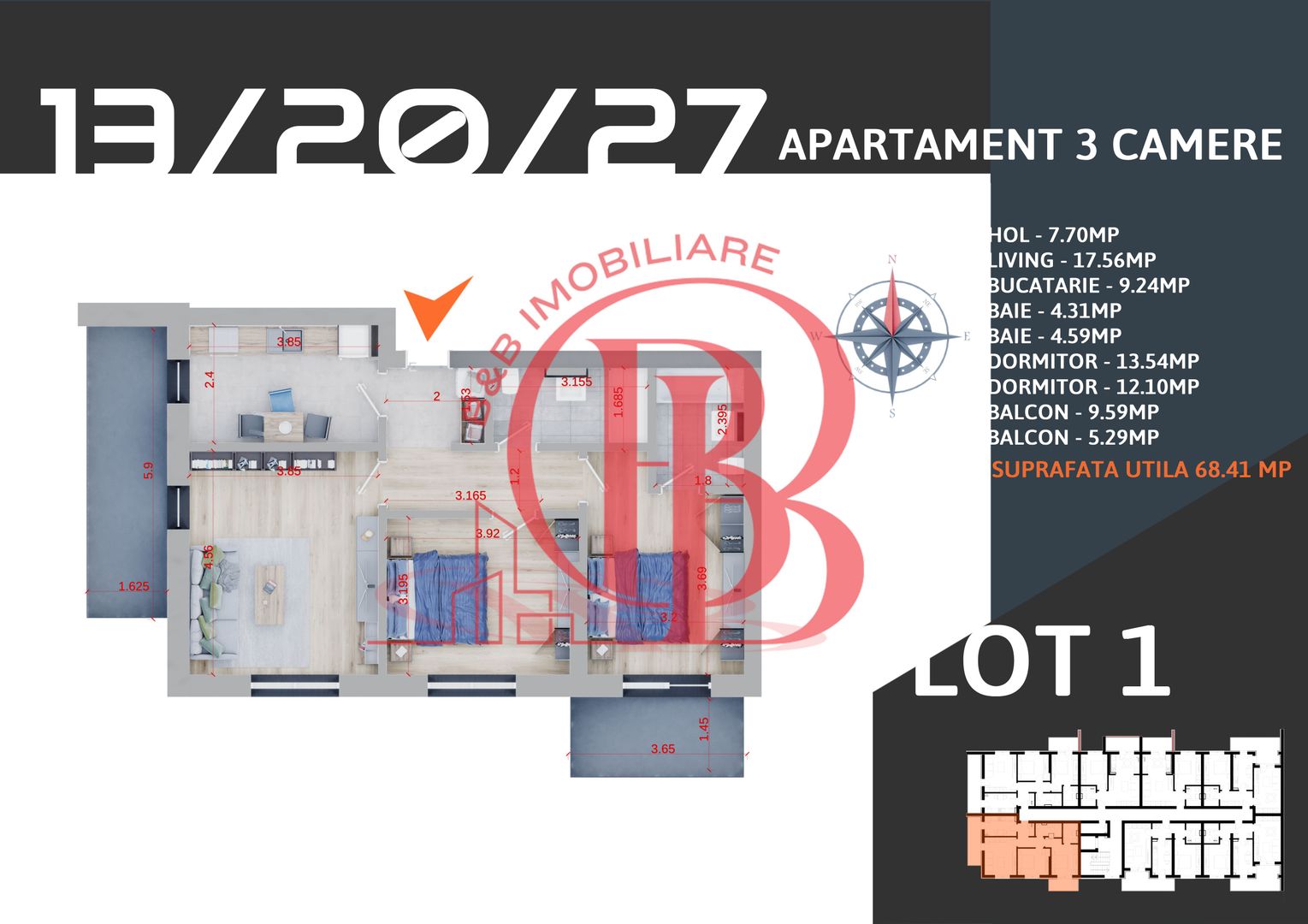 3 camere decomandat Titan Pallady STB la 7 minute - Schiță 7