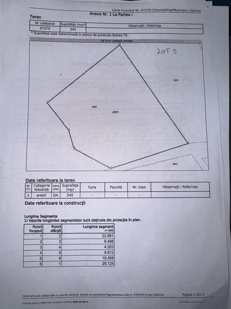 Parcela teren intravilan 658 mp strada Podgoria - Poză 3