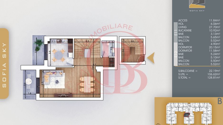 3 camere Duplex Finalizat Parcare Bonus 7min Metrou - Schiță 2