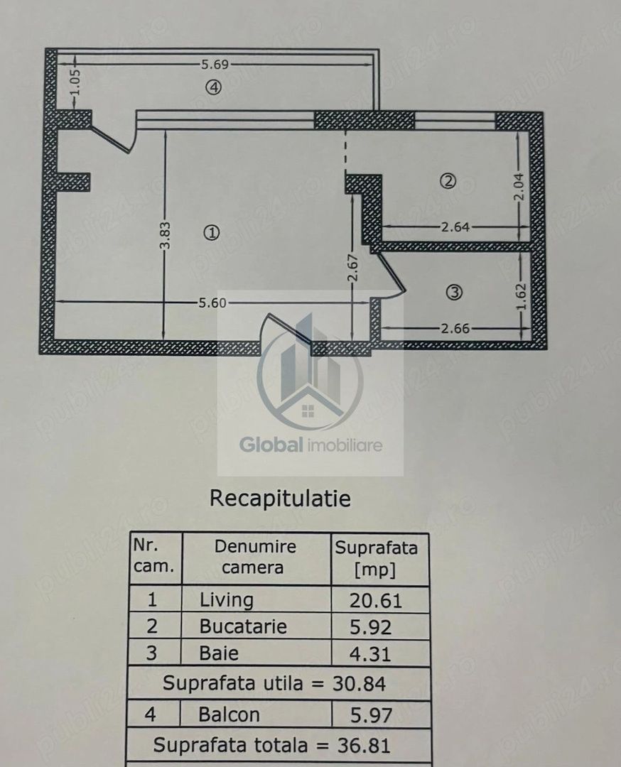 Garsonieră 31mp + balcon 6mp | Bloc 2021 - Poză 7