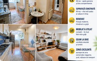 Apartament cu 3 camere, mobilat și utilat, etaj 3, VASLUI zona CARTIER;